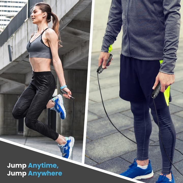 Adjustable Jump Rope for Cardio & Endurance Training - Full Black