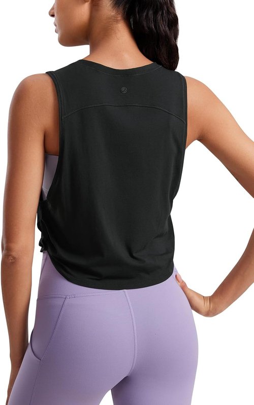 CRZ YOGA Pima Cotton Tank Top for Women - Loose Crop Sleeveless Athletic Shirt | Ideal for Yoga & Gym