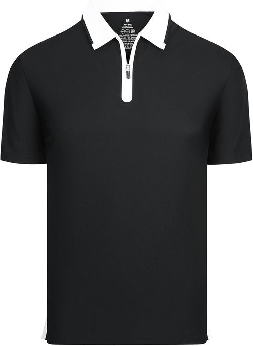 Alex Vando Men's Golf Shirt - Quick Dry Stretch Performance Zip Polo | Short Sleeve, Comfortable Fit