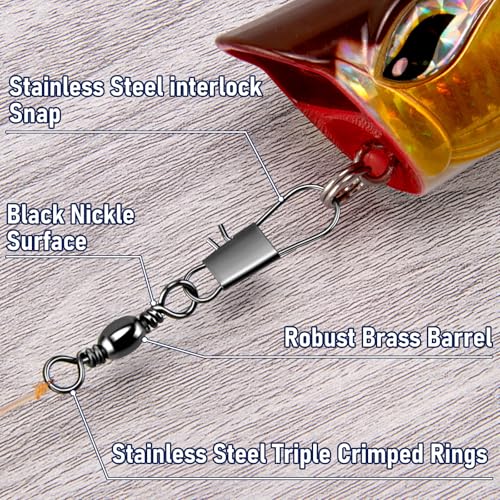 100-Pack Fishing Snap Swivels - Black Nickel Coated #14-26LB