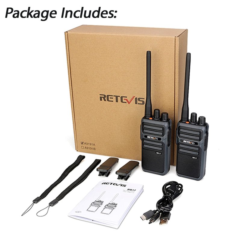 Retevis RB17 Walkie Talkie,Heavy Duty Walkie Talkies Long Range,Rechargeable 4400mAh Large Capacity,VOX Handsfree,Portable Two Way Radio for Hunting Skiing School Church Outdoor Gifts (2 Pack)