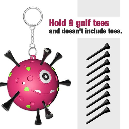 Golf Tee Holder, Portable Golf Ball Tees Holder with Novelty Keychain Accessory for Golf Club Bag, Golf Gift Accessories for Golfer Men Women, Fits 3 1/4, 2 3/4, 1 1/2 Tees