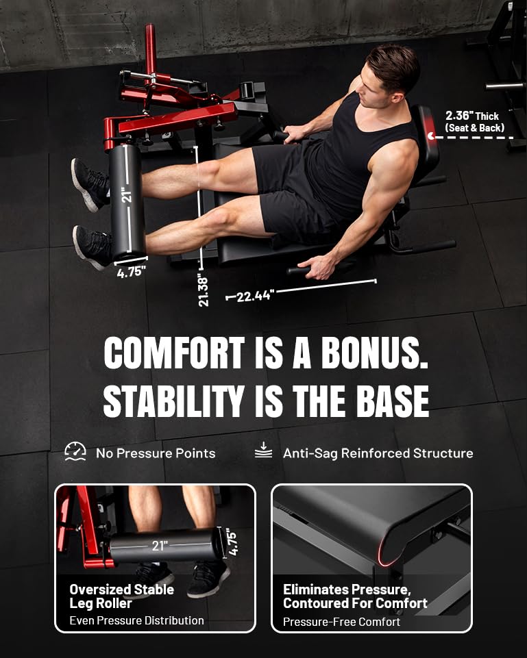 Leg Extension and Curl Machine - Adjustable Home Gym Equipment - Red
