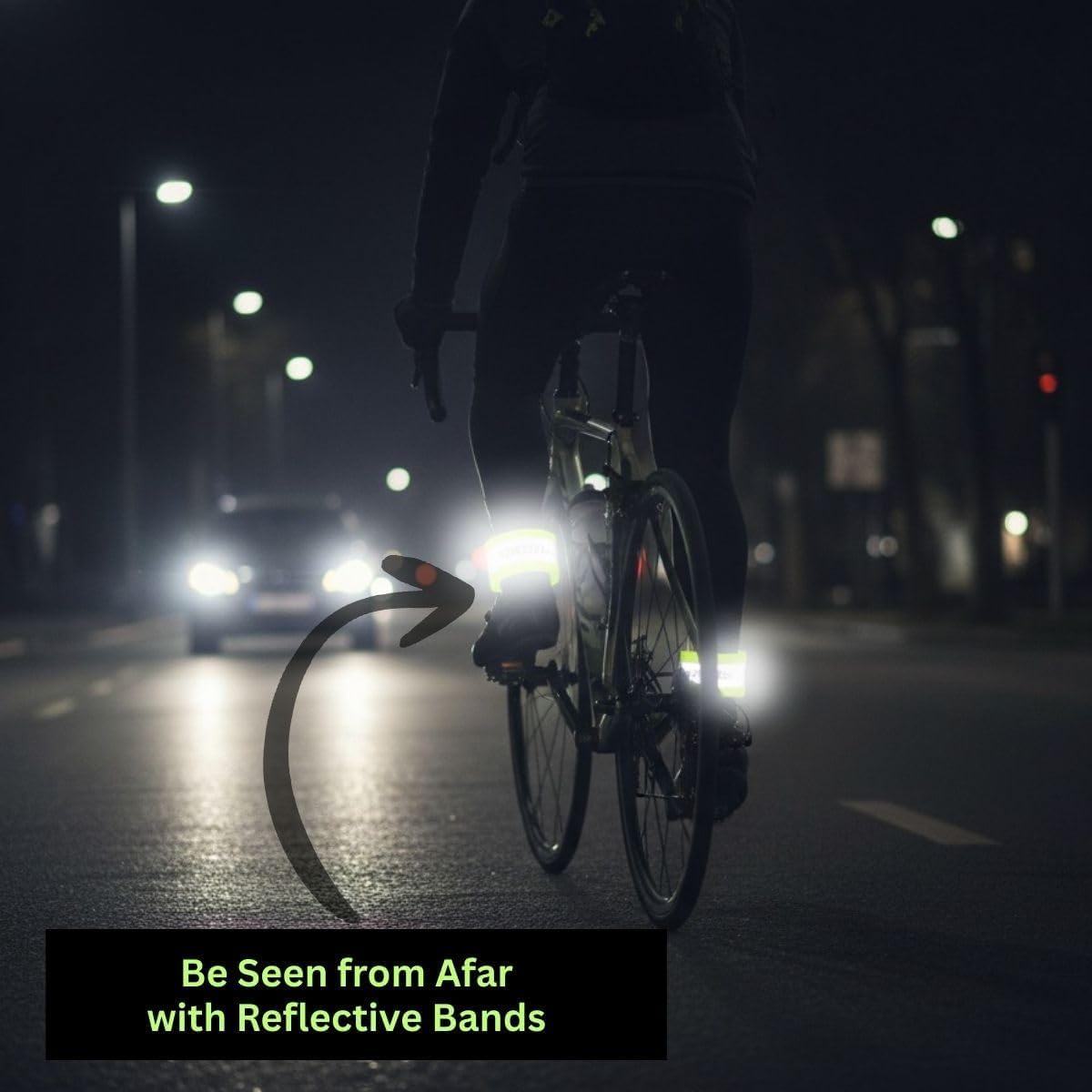 ReflecToes Reflective Safety Bands (Pack of 2), Adjustable 5-16 in for Wrist, Arm, Ankle or Leg - Fluorescent Day Visibility + 360° Retroreflective Night Safety for Running, Walking, Cycling