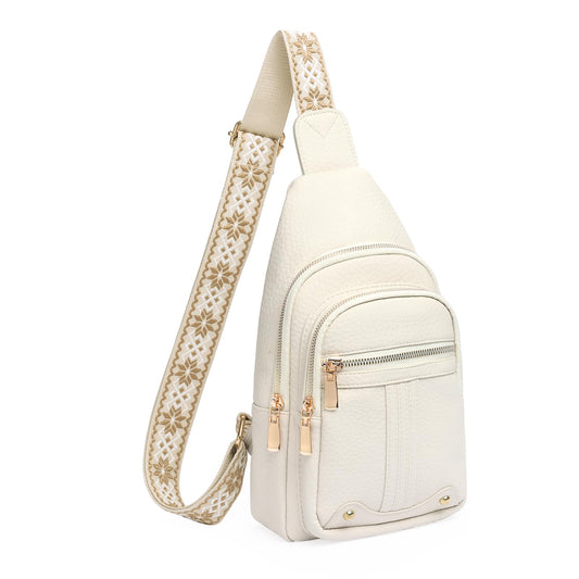 GAEKEAO Sling Bag for Women, Leather Crossbody Bags Fanny Packs for Women Cross Body Bag, Womens Small Crossbody Purse Chest Bag for Travel