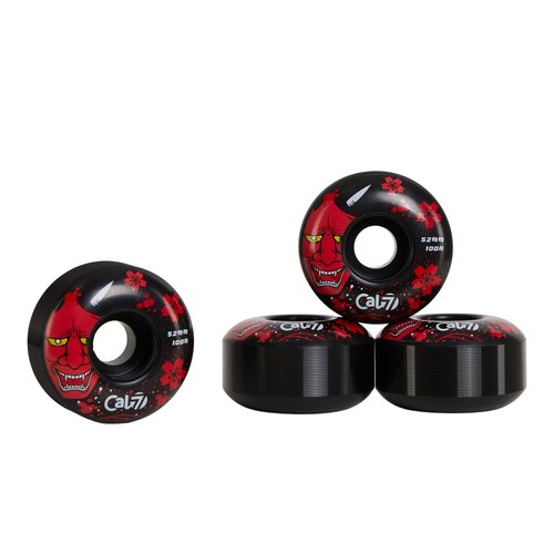 Cal 7 Catch-22 Skateboard Wheels, 52mm & 100A, Black & White Design, Great for Trick, Street & More (Black Oni)