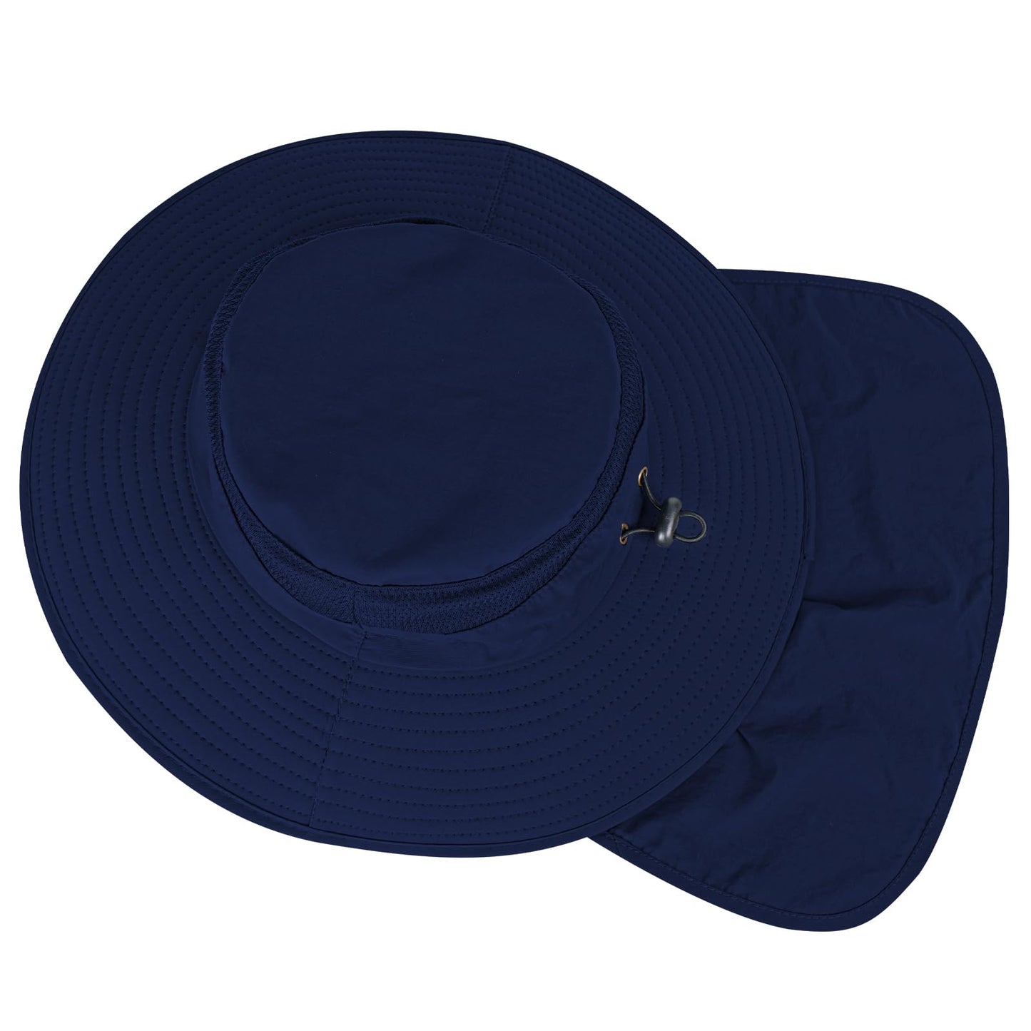 2Pack Sun Hats for Men Women Fishing Hat UPF 50+ Breathable Wide Brim Bucket Hats Summer UV Protection Safari Hat with Neck Flap Black/Navy Blue