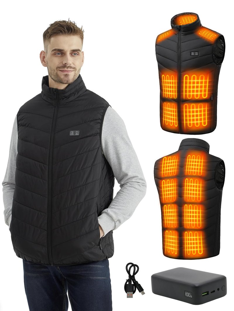 Cosy Life Heated Vest for Men with 20000mAh Battery Pack and 15 Heating Zones, Up to 11 Hours of Heat, Lightweight for Hunting, Hiking & Golf