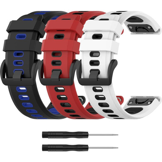Chofit Compatible with Garmin Approach S70 42MM 47MM Watch Band,Soft Silicone Wristband Replacement Quitck Fit Sport Strap (Approach S70 47mm, Black&Red&White)
