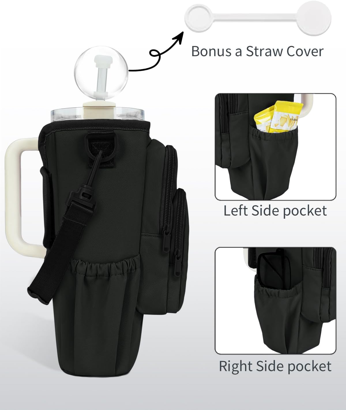 Sportsnew Water Bottle Carrier Bag - Insulated Holder with Phone Pocket for 30oz & 40oz Tumblers