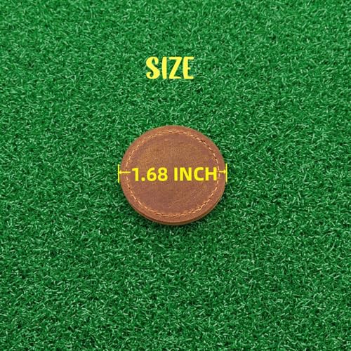 Personalized Leather Magnetic Golf Ball Marker with Hat Clip - Genuine Leather-C