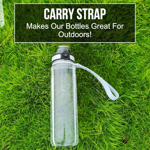GearTek 32oz Clear Plastic Water Bottle with No Markings, Leak-Proof Flip Top Lid, Sport & Gym Use