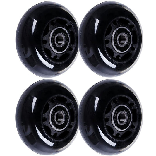 AOWISH 64mm Inline Skate Wheels 64mm x 24mm Roller Hockey Replacement Wheels w/Bearings for Roller Board Bag, Luggage Suitcase, Water Rower Seat, Steady Rest Wood Lathe (4-Pack) (Black)