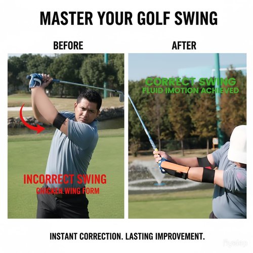 HIOBptee Golf Beginner Swing Fix 3-Piece Set - Wrist Corrector, Hand Grip Trainer & Arm Alignment Strap for New Golfers, Good Gift