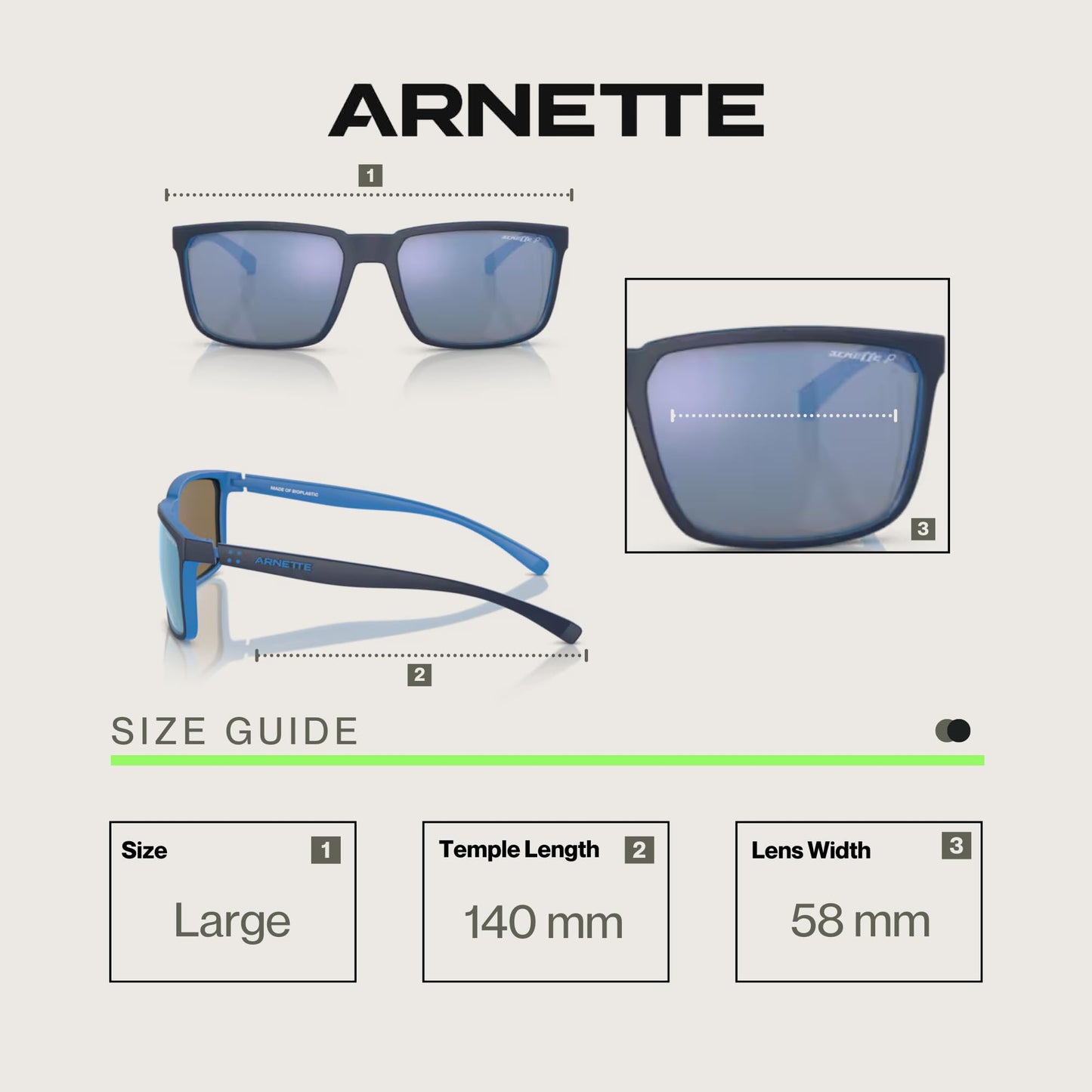 ARNETTE Stripe AN4251 286422 58MM Matte Top Navy on Light Blue/Dark Grey Mirror Water Polar Polarized Sunglasses for Men +Bundle with Accessory Eyewear Kit