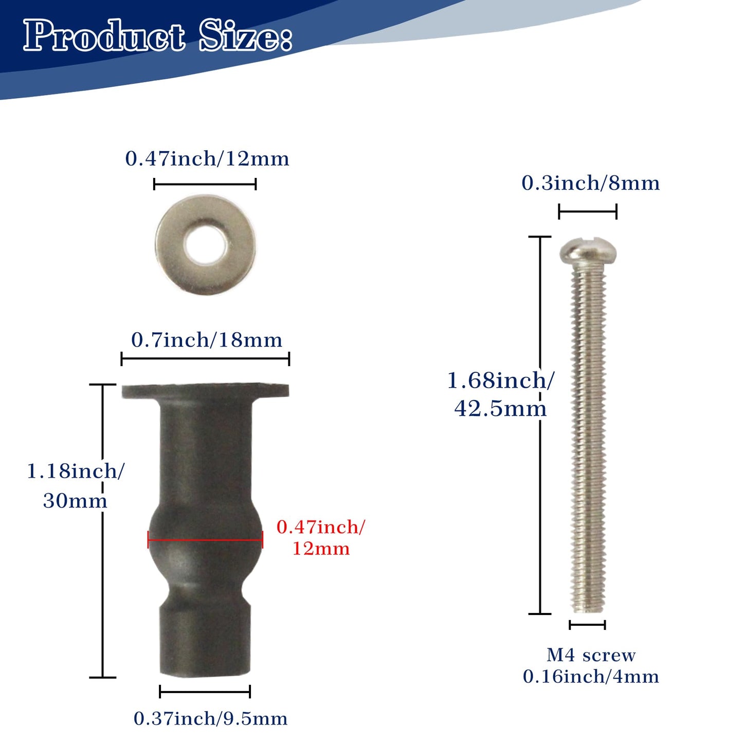 9mm Dia Toilet Seat Screws Compatible with Kohler Toilet Seat Anchors, Top Mounting Hinge Bolts Replacement Kit Can Replace K-85040 Anchor Nut, 2pcs