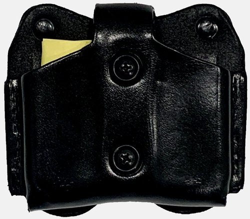 DeSantis Double Magazine Leather Pouch - Pistol Magazine Holder, Double Mag Pouch, Mag Holder 9mm, Compatible with Most Single Stack 9mm/40 Caliber Magazines - Ambidextrous, Black