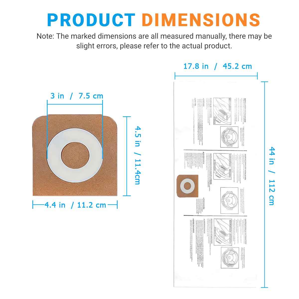 Zibopon 8 Pack CMXZVBE38749 Vacuum Dust Bags Replacement for CRAFTSMAN 16-20 Gallon Wet/Dry Shop Vac Bags: CMXEVBE17595, CMXEVBE17596, Part# 38749