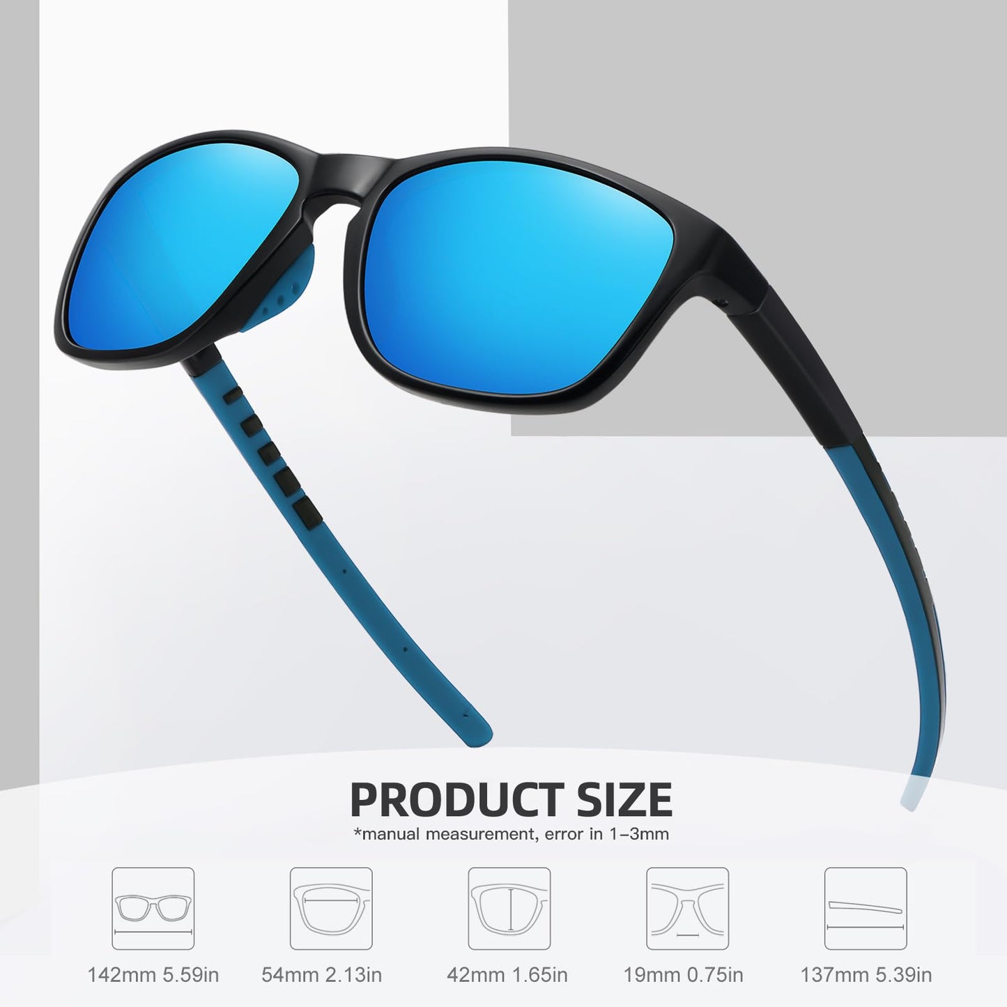 MEETSUN Polarized Sports Sunglasses for Women Men Driving Running Cycling Fishing Sun Glasses UV400 Protection Black Frame-Ice Blue Mirror Lens