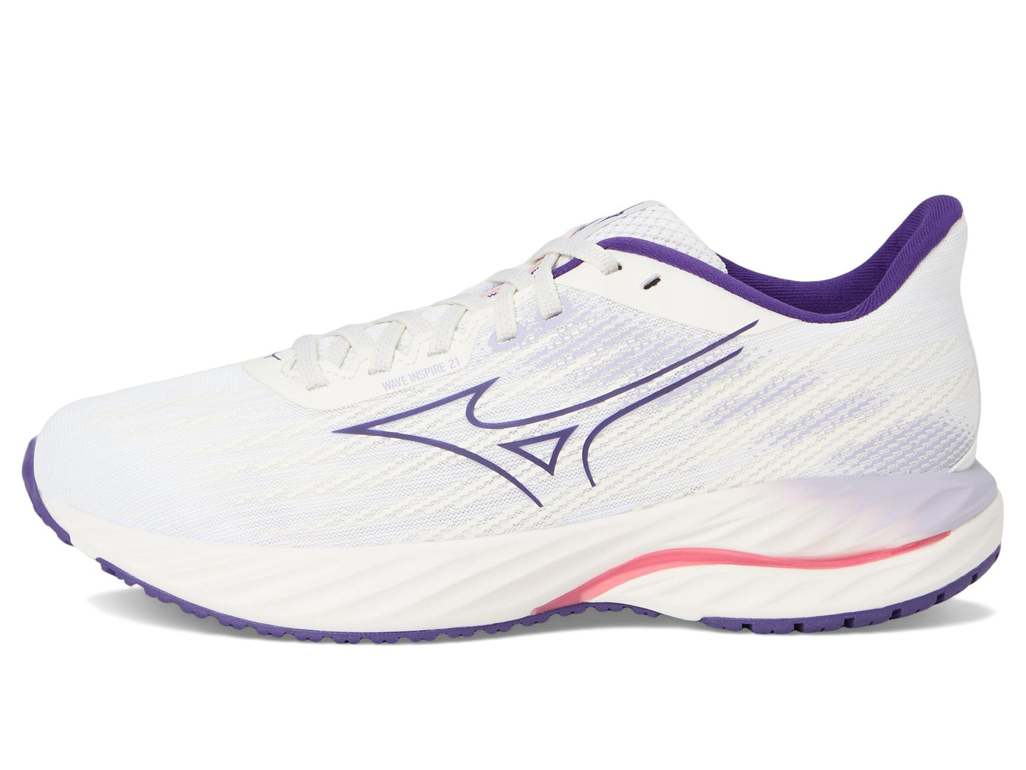 Mizuno Women's Wave Inspire 21 Running Shoe | Support Road-Trail Runner | White-Vintage Indigo | US Womens 8