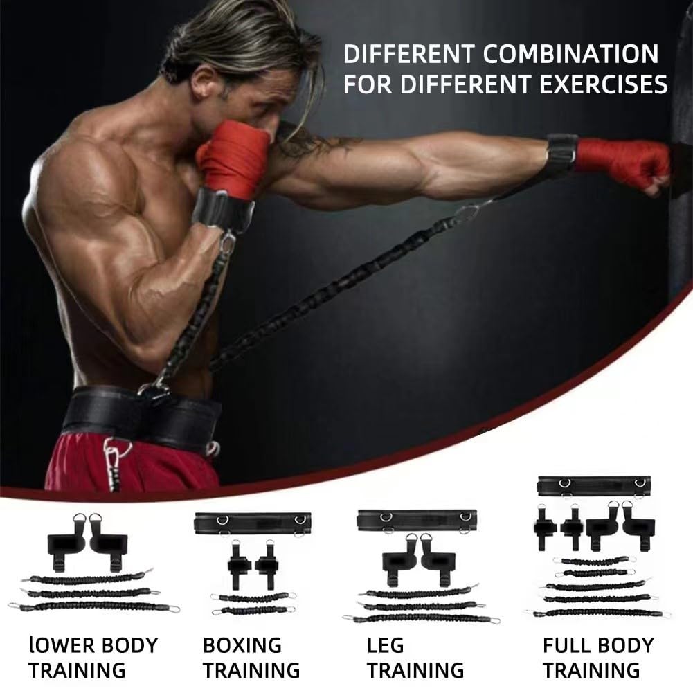 OYINDIZ Boxing Resistance Bands, Leg Strength and Agility Speed Trainer Exercise Full Body Physical Workout Power Punch Pro for MMA, Volleyball Basketball Football Training Equipment