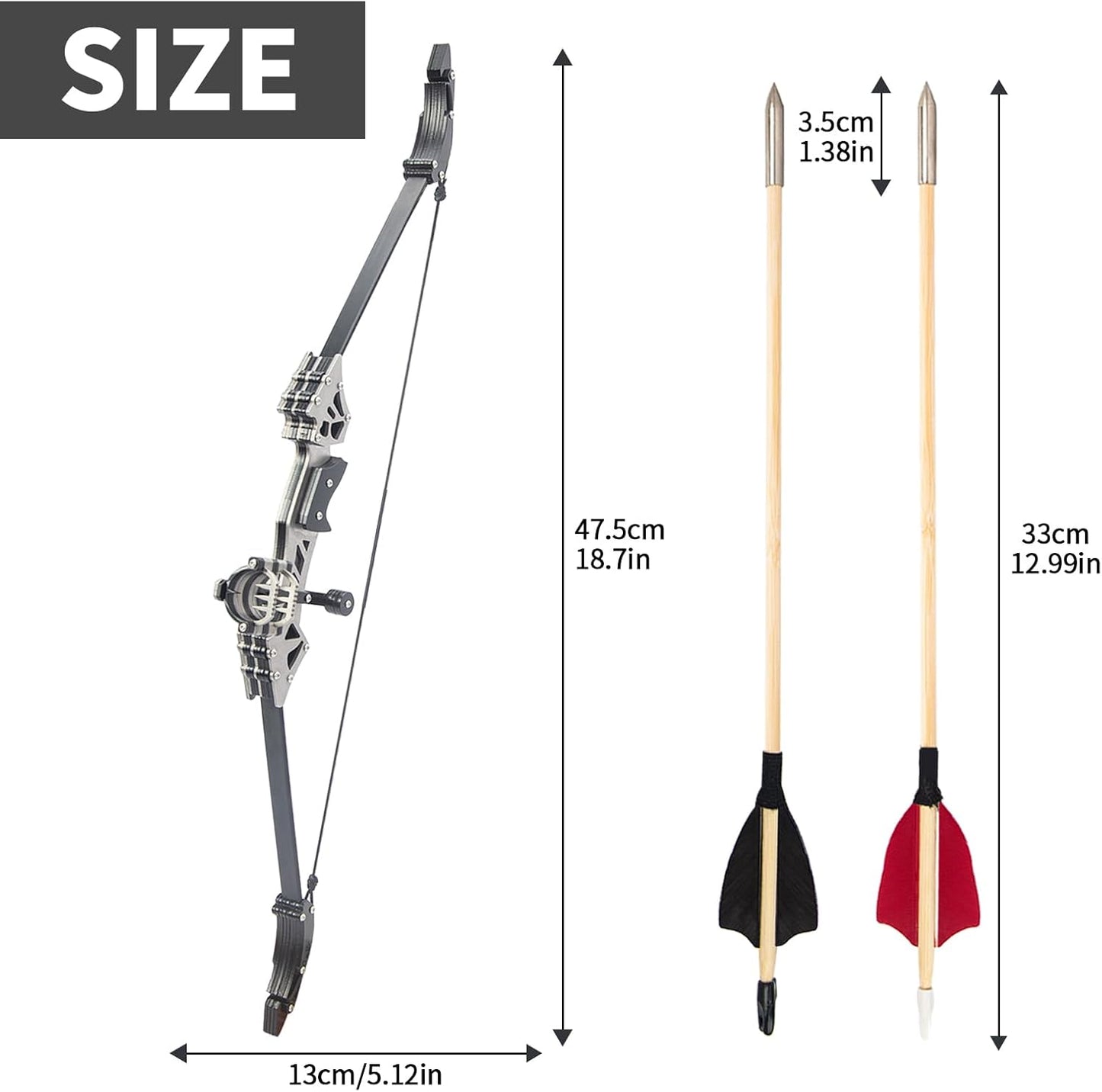 Skiennix Mini Compound Bow Set - 5.9"/7.2"/18.7" Archery Bow with Arrows for Hunting & Shooting Fun