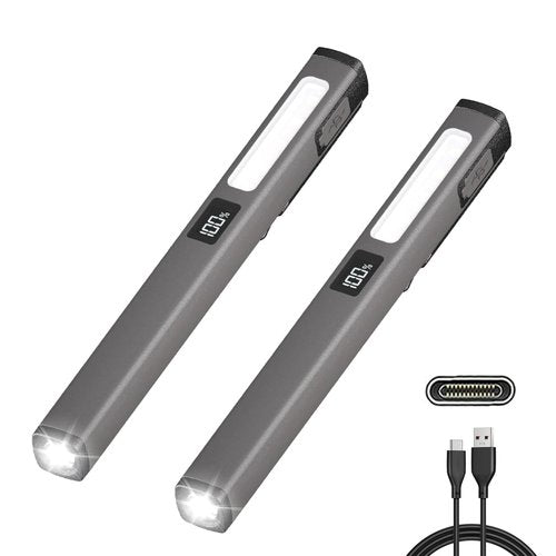 CHICES 2PACK Pen Light Rechargeable Flashlight - COB Small Portable 6 Modes LED Waterproof,Pocket Clip for Home,Car,Emergencies, Inspection,Working,Repair