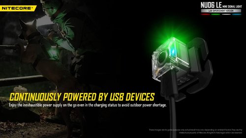 Nitecore NU06 LE 4-Color Rechargeable Signal and Safety Light, White, Red, Green, and Blue, Compatible with ARC Rail, Magnetic, MOLLE & Hook-and-Loop