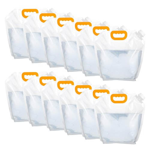12 Pack 1.3 Gallon Collapsible Water Storage Bag Water Container Bag Emergency Jug Foldable Plastic Storage Pouch Freezable Carrier Tank for Outdoor Sport Camping (Clear, Classic)