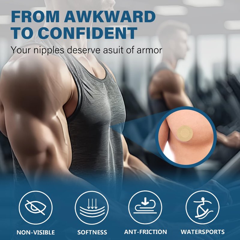 TZWXHDM Men's Nipple Cover, Anti-Chafing Running Nipple Covers Men, Premium Male Nipple Covers No Show for Sports and Daily Wear