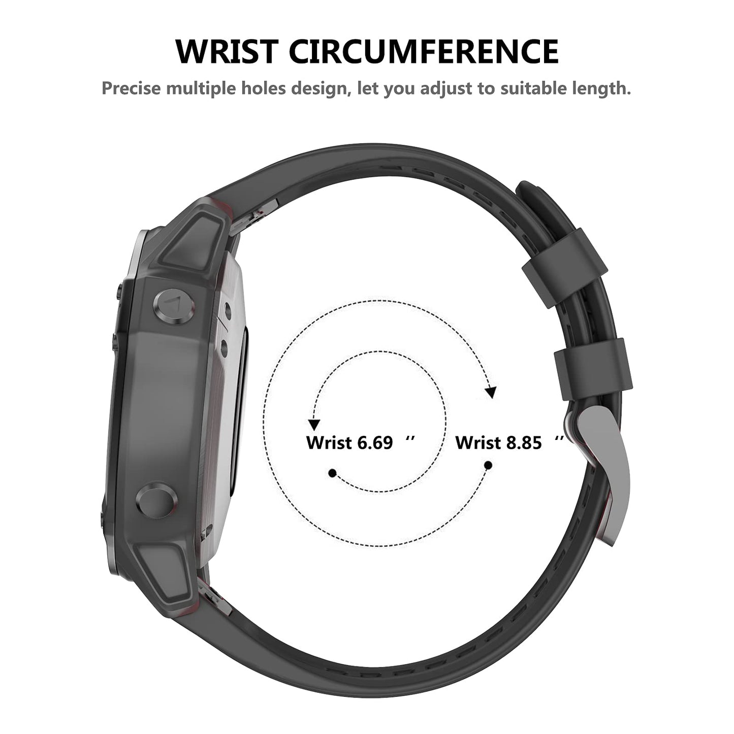 OVERSTEP Compatible with Garmin Fenix 5 Watch Band 22mm Soft Silicone Bands for Fenix 6/Fenix 7/Fenix 5 Plus/Fenix 6 Pro/Forerunner 935/Forerunner 945/Approach S60/Quatix 5 Smartwatch (Black)