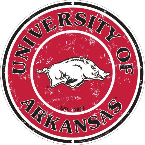 University of Arkansas Embossed Metal Sign - 12 Inch