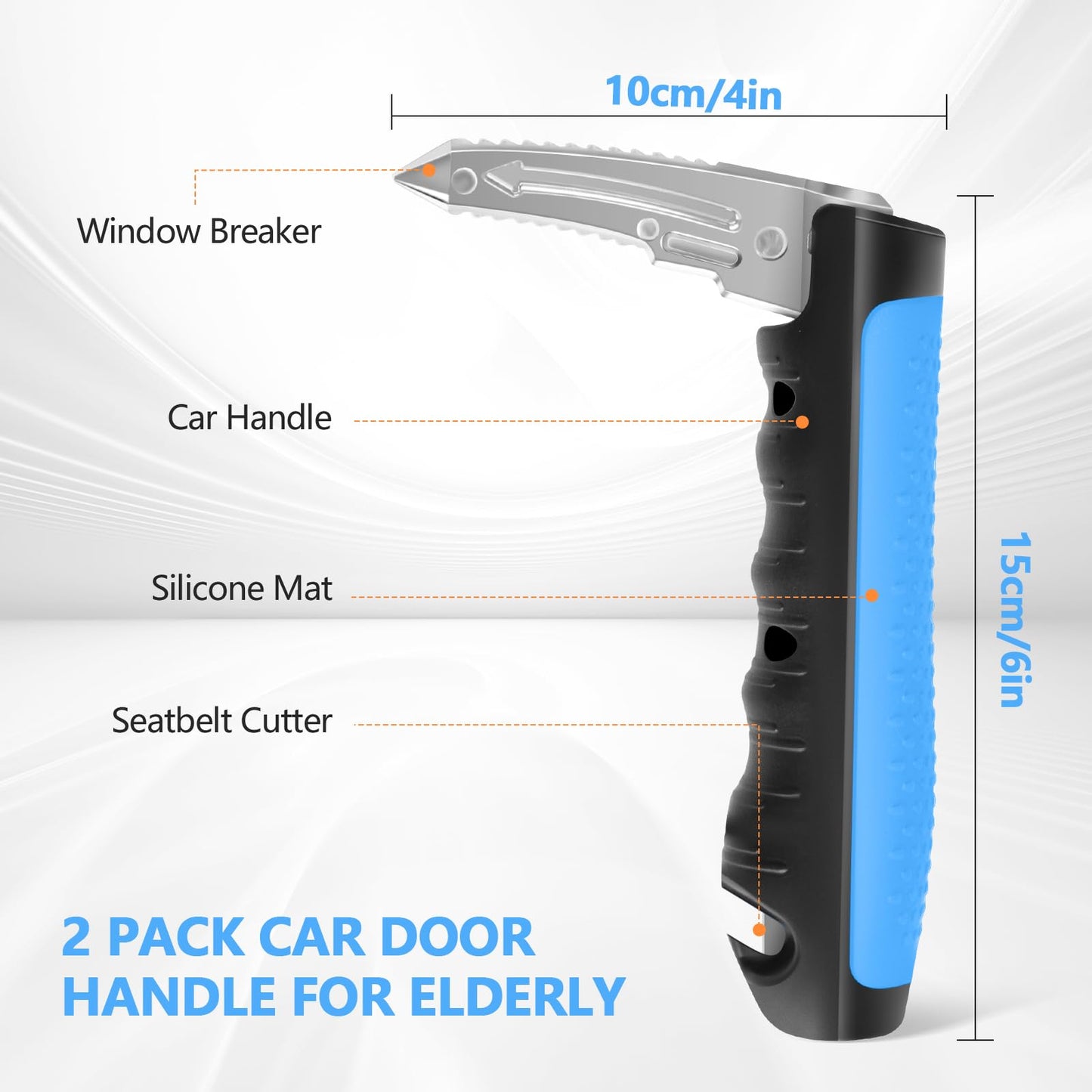 Kaiedos Car Door Handle for Elderly - 2025 New 3-in-1 Car Handle Assist, 2 Pack Auto Cane Portable Vehicle Support Handle Door Assist Bar, Max Load 500 Lbs, Anti-Slip Design (Blue-2-Pack Car Handle)