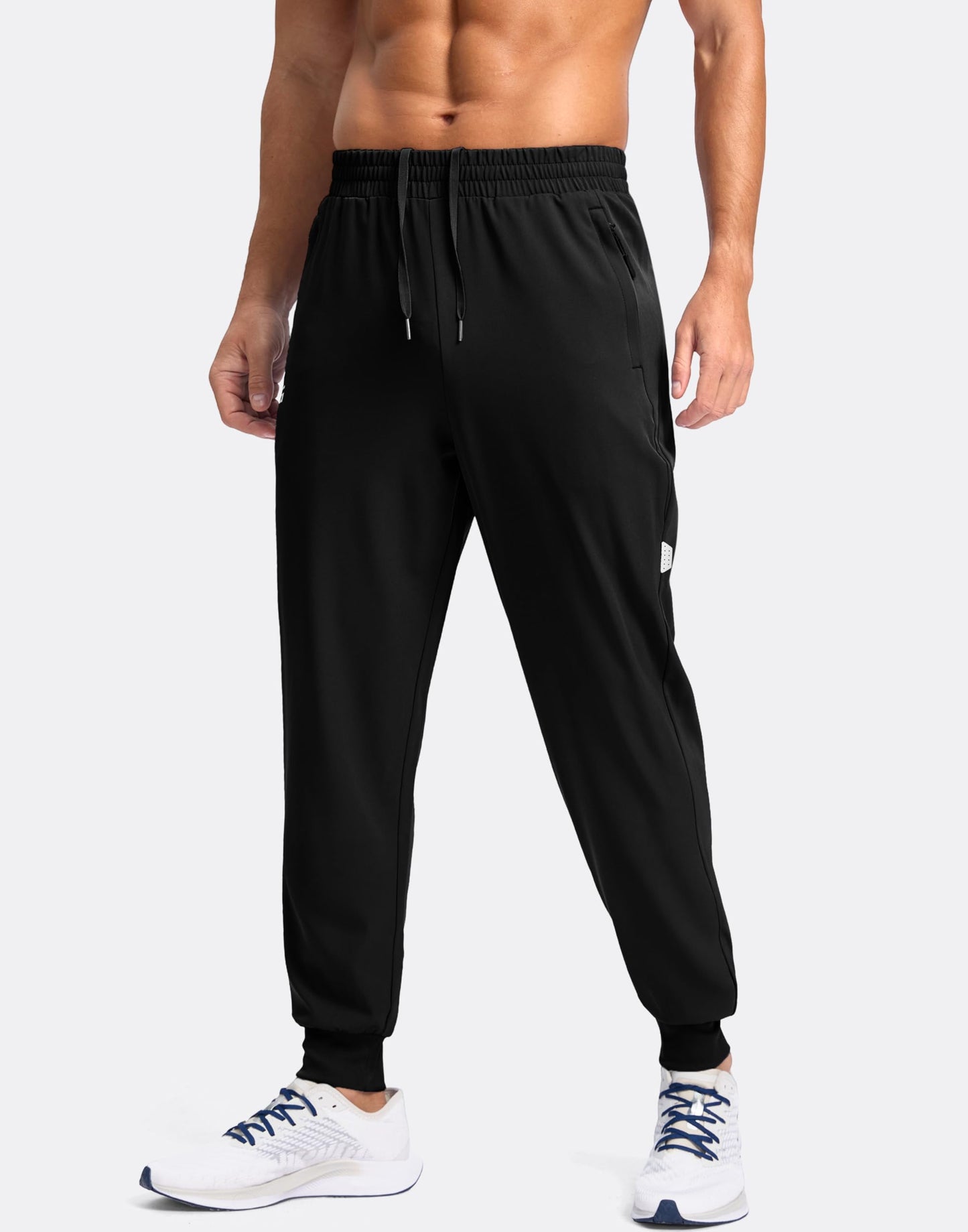 G Gradual Men's Joggers with Zipper Pockets Lightweight Athletic Workout Pants Quick Dry Sweatpants for Men Running Hiking(Black,XL)