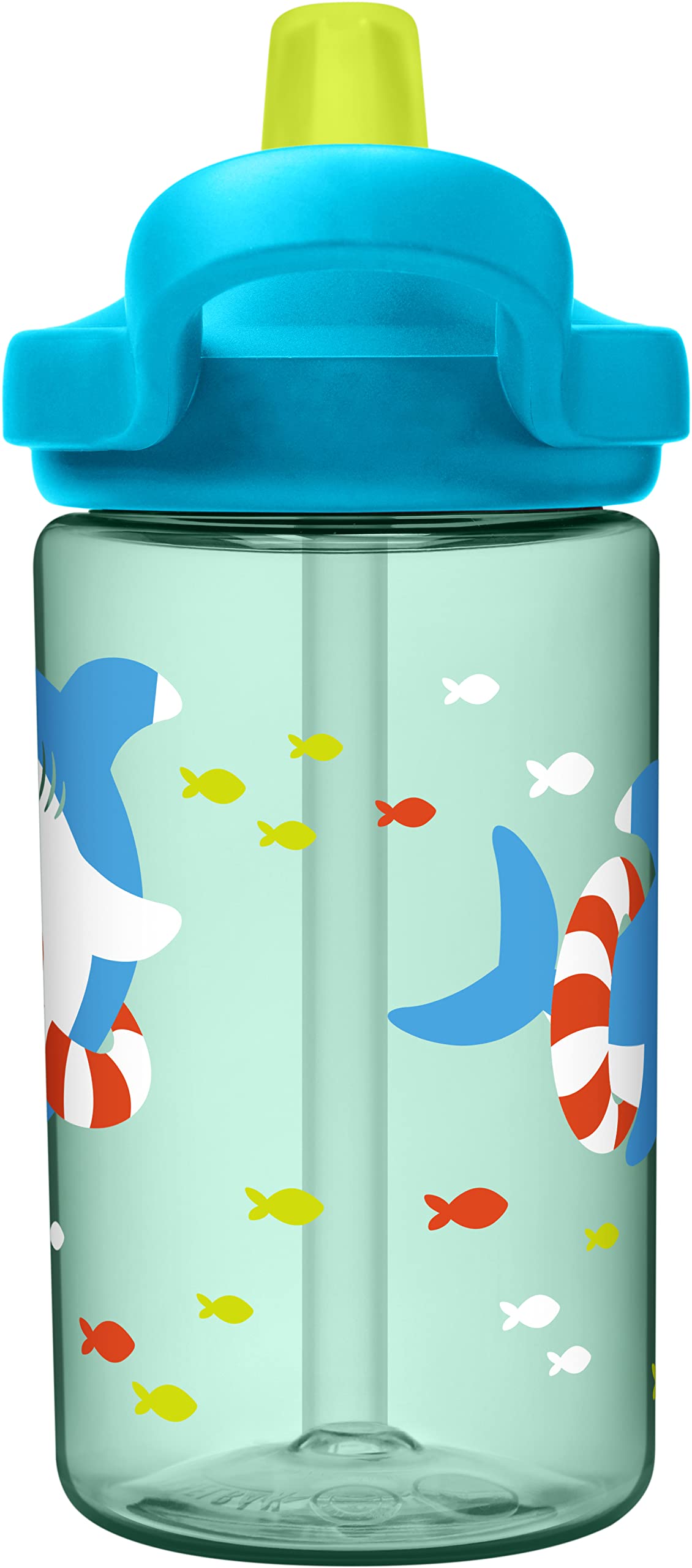 CamelBak Kids Eddy+ Bite Valve Straw Tritan Renew Water Bottle Summer Sharks, 14oz