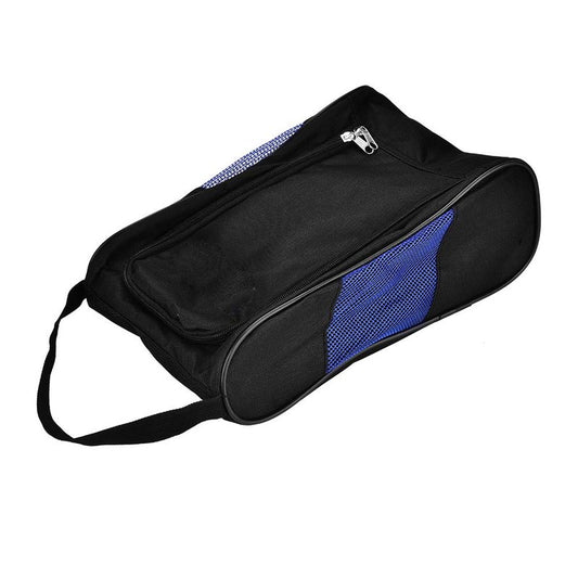 Portable Golf Shoes Bag Breathable Storage Organiser Zippered Shoe Bag with Pocket for Storing Sports Accessories Unisex(Black and Blue)