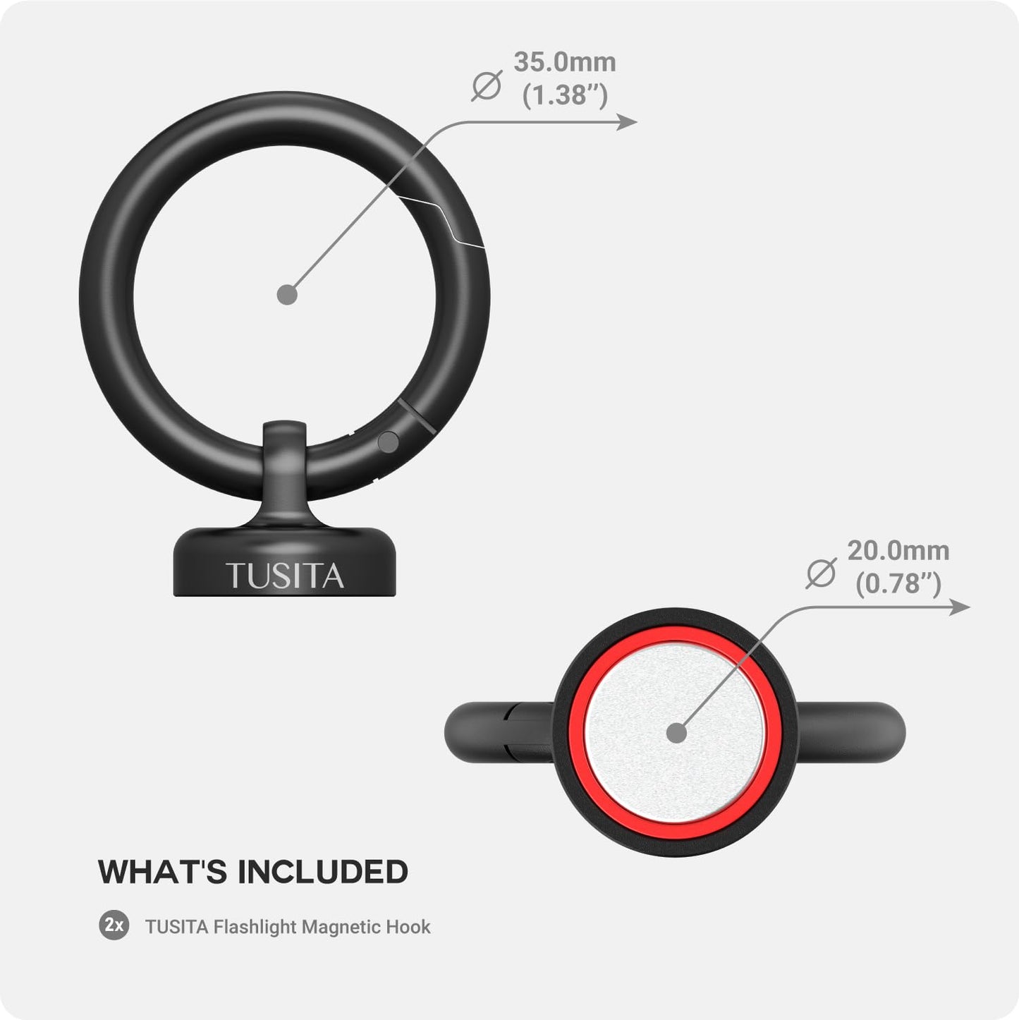 TUSITA Portable Magnetic Hook Compatible with Olight NEBO Flashlights, 2-Pack