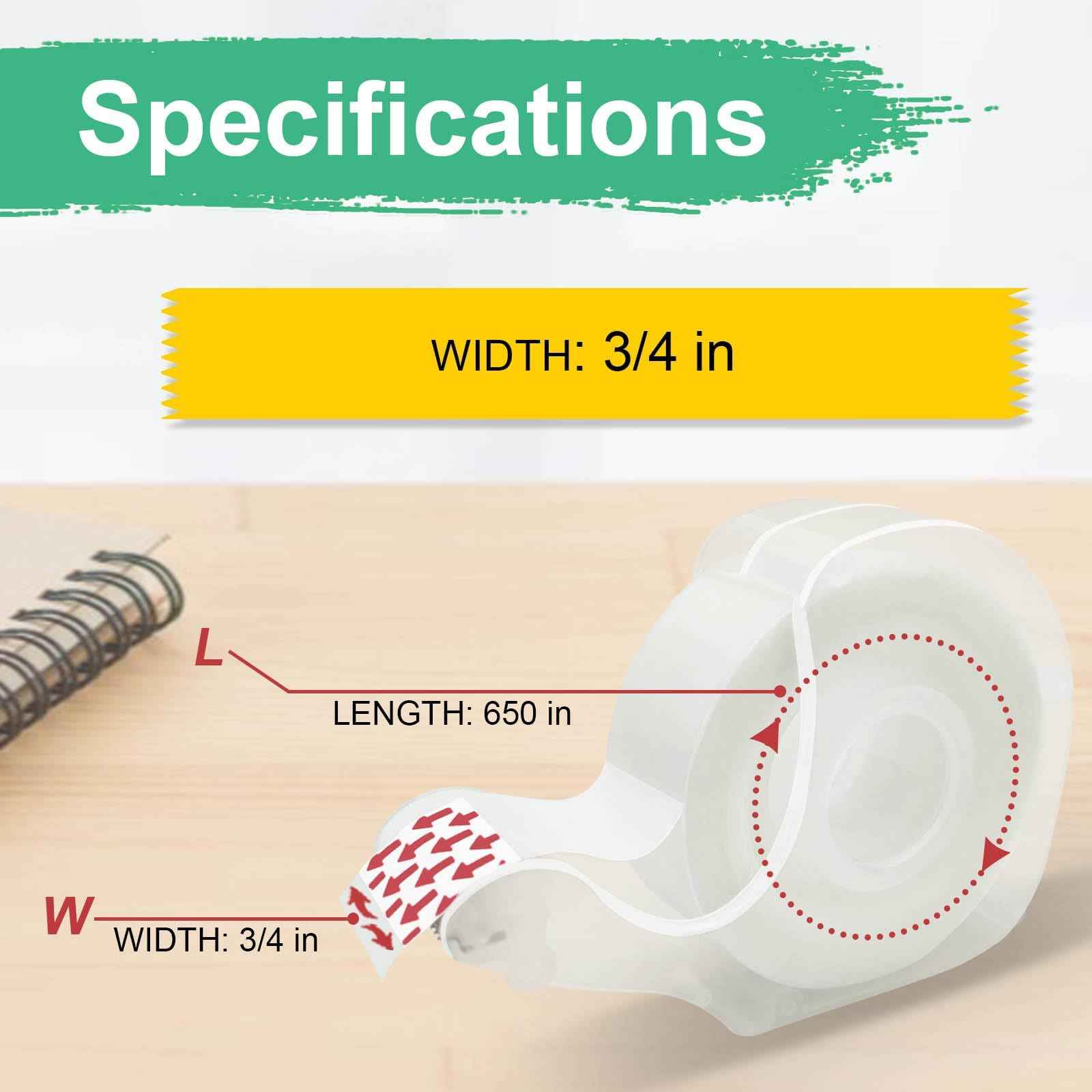 Bulk Tape clear, Invisible Tape, Matte Finish, Writable, 3/4 in x 650 in, 60 Rolls with Dispensers, Transparent Tape, Ideal for Christmas Wrapping Paper, Gift Wrap, School Supplies & Office Use