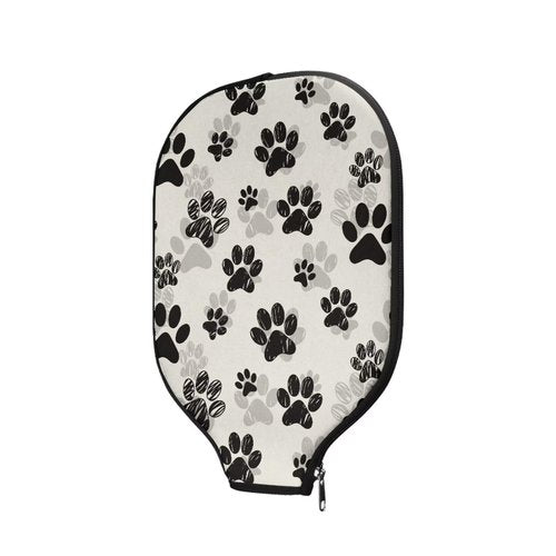 Babrukda Dog Paws Print Pickleball Paddle Covers Only Paddles Holder Sleeve Fits Most Rackets 1 Pack Paddle Case Racket Covers Universal Size Pickleball Accessory and Gift White