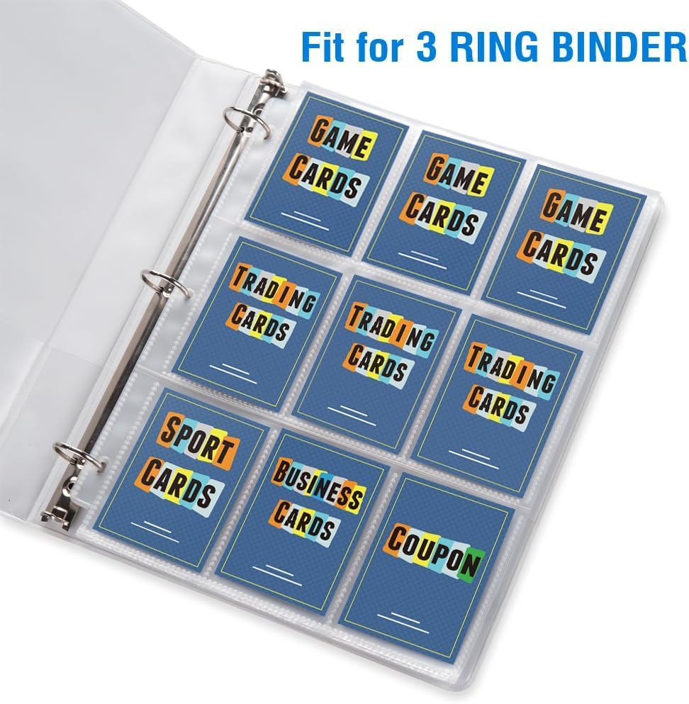 Sooez 200 Pack 9 Pocket Page Protectors - Durable Trading Card Sleeves for 3 Ring Binders | Ideal for Sports & Collectible Cards