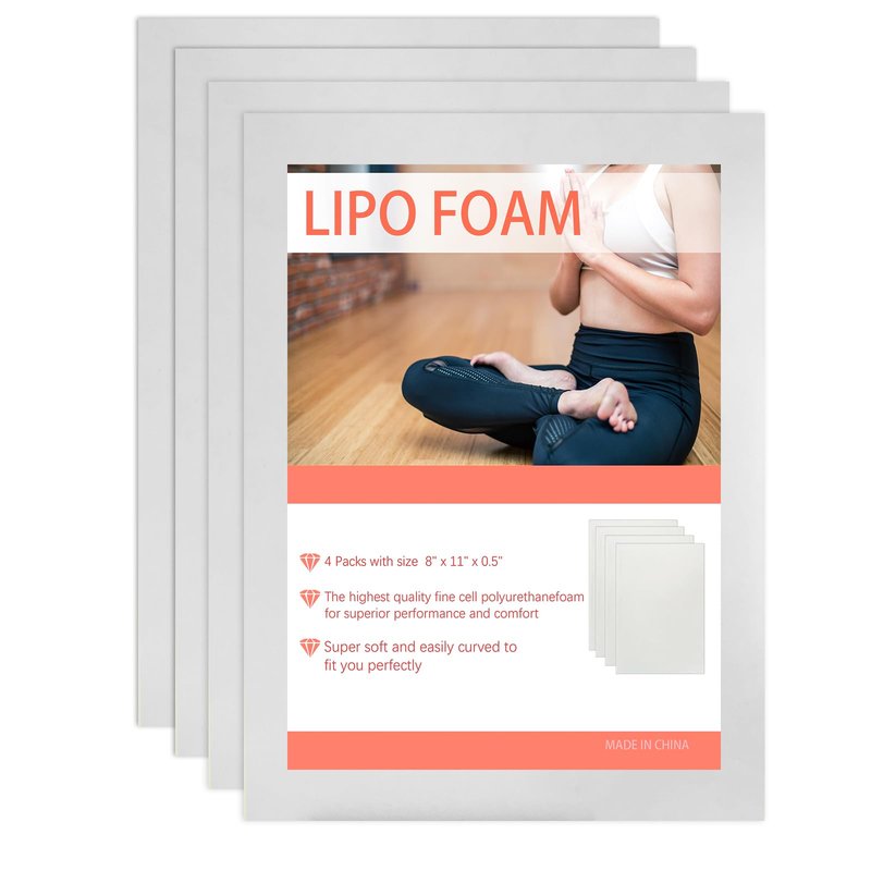 WENSSKKU 4 Pack Lipo Foam Pads Post Surgery Tummy Tuck for Lipo Recovery,Liposuction Surgery Foam Sheet for Recovery 8" X 11"