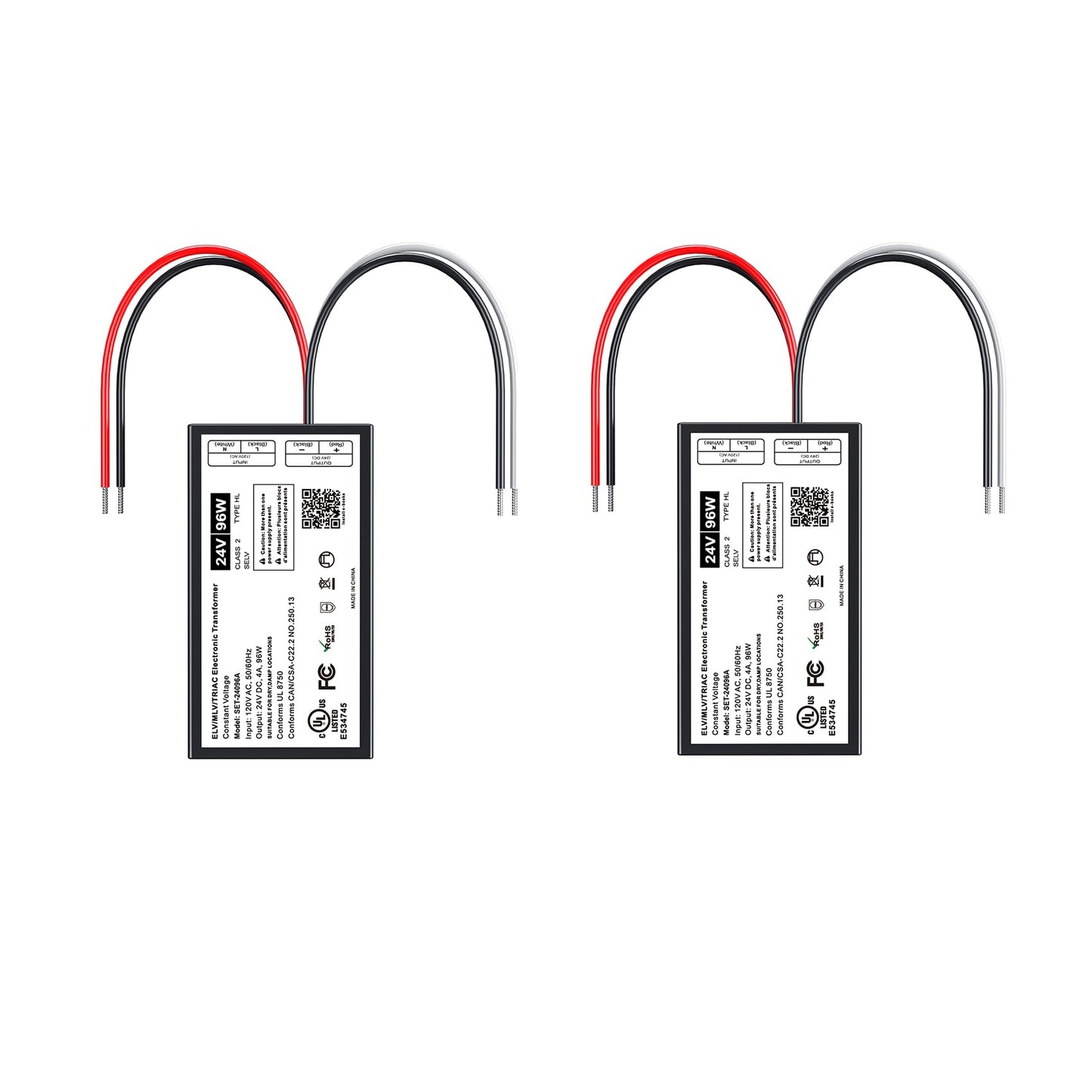(2 Pieces) 96W 24V Dimmable LED Driver, Triac ELV/MLV LED Transformer Compatible with Lutron&Leviton Switches, Dimmable Power Supply 96W 24V for Light Smooth Flicker Free Dimming