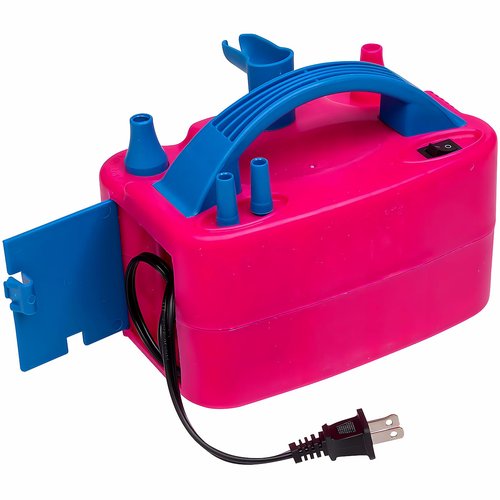 Bright Pink & Blue Plastic Electric Balloon Pump - 8" x 4 .25" x 5.25" (1 Pc) - Ideal for Graduations, Proms, Weddings, and Events
