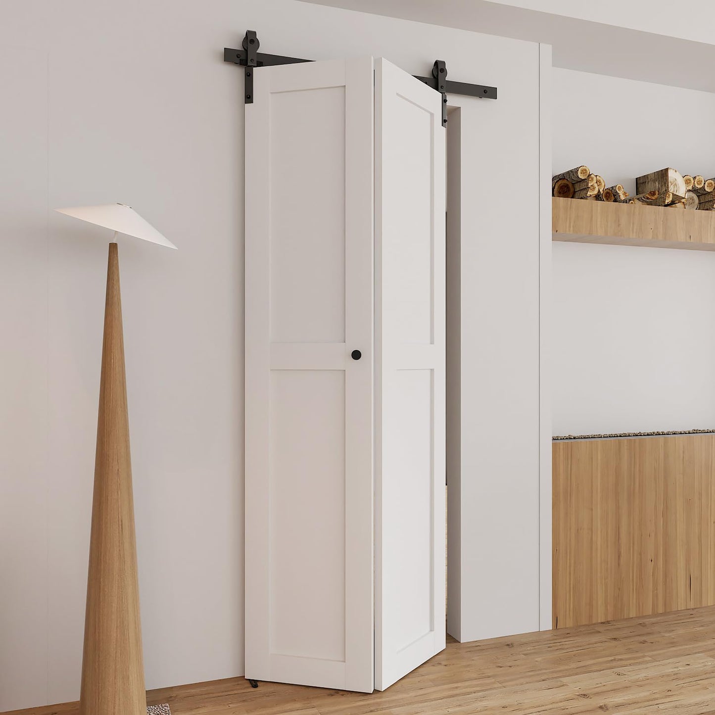 DonYoung 4 Pack Cabinet and Drawer Knobs, Bifold Barn Door Handle- Stylish Round Pulls for Bi-Folding Sliding Barn Door, Kitchen, Dressers, Cupboard and Closets, Matte Black