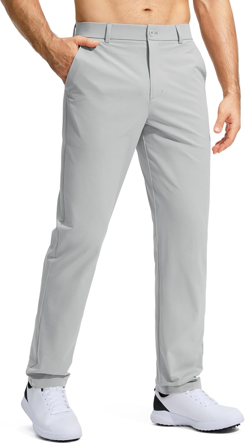 Pudolla Men's Golf Pants - Lightweight Quick-Dry Casual Slacks with Pockets | Stretch Comfort in 30"/32"/34" Sizes