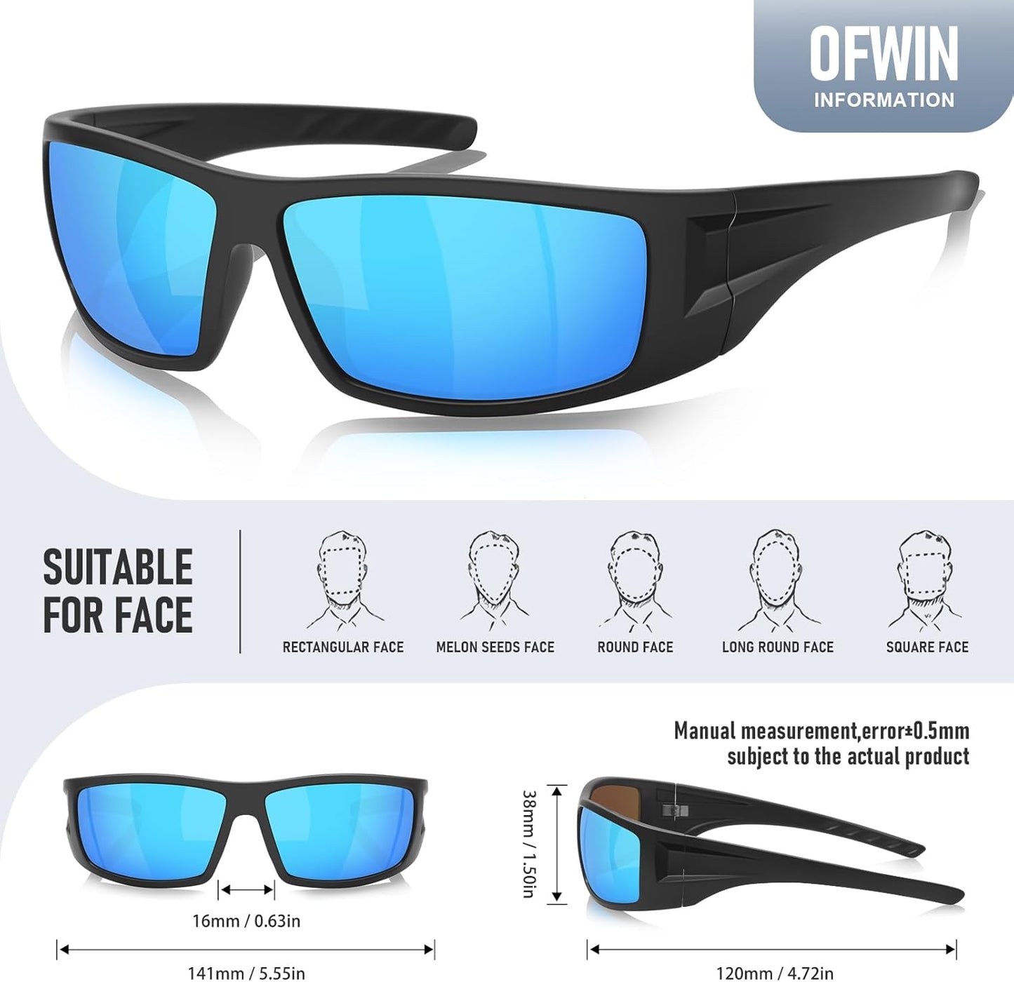 Polarized Sports Sunglasses - Unbreakable Frame for Men & Women | UV400 Protection for Cycling & Fishing