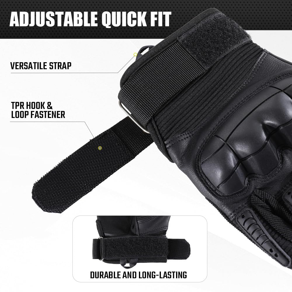 WTACTFUL Touch Screen Tactical Gloves for Men Airsoft Paintball Gear Motorcycle MTB Bike Cycling Cross-Country Motorbike ATV Hunting Hiking Riding Driving Work Outdoor Full Finger Gloves XL Black