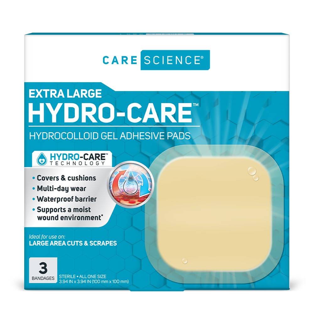 Care Science Extra Large Hydrocolloid Bandages, 4in x 4in, 3 Count