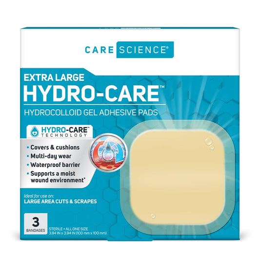 Care Science Extra Large Hydrocolloid Bandages, 4in x 4in, 3 Count
