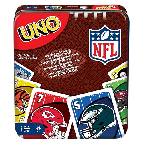 UNO NFL Card Game with Tin - Ages 7+, 2-10 Players